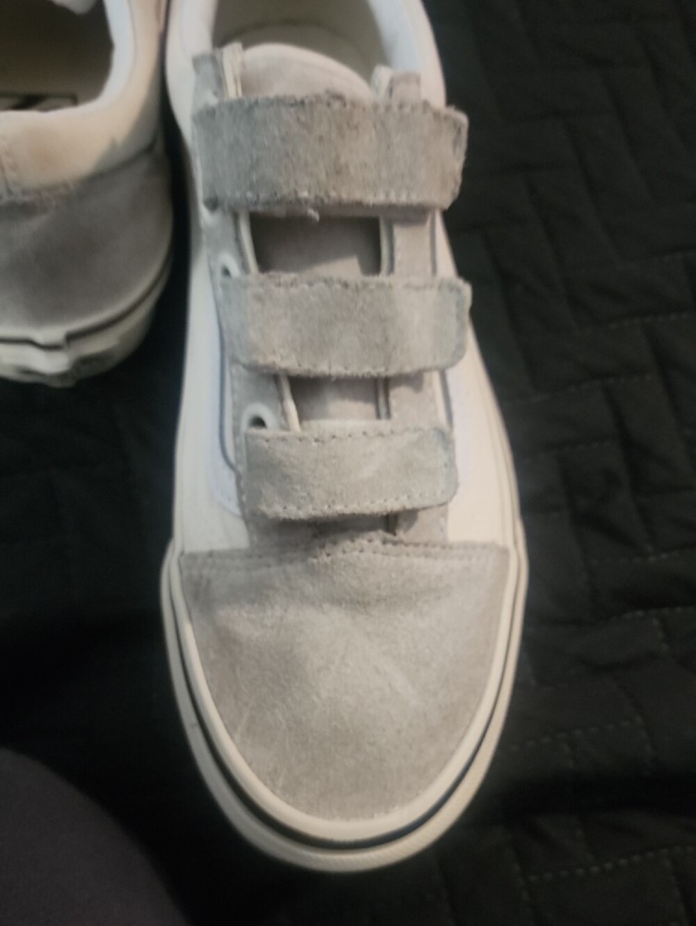 Vans Kids Light Gray Suede Velcro Sneakers - Picture 6 of 10